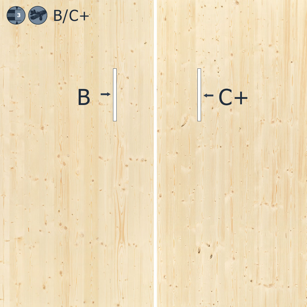 Fichte 3-Schichtplatte B/C Stumpf 1250x5000 mm