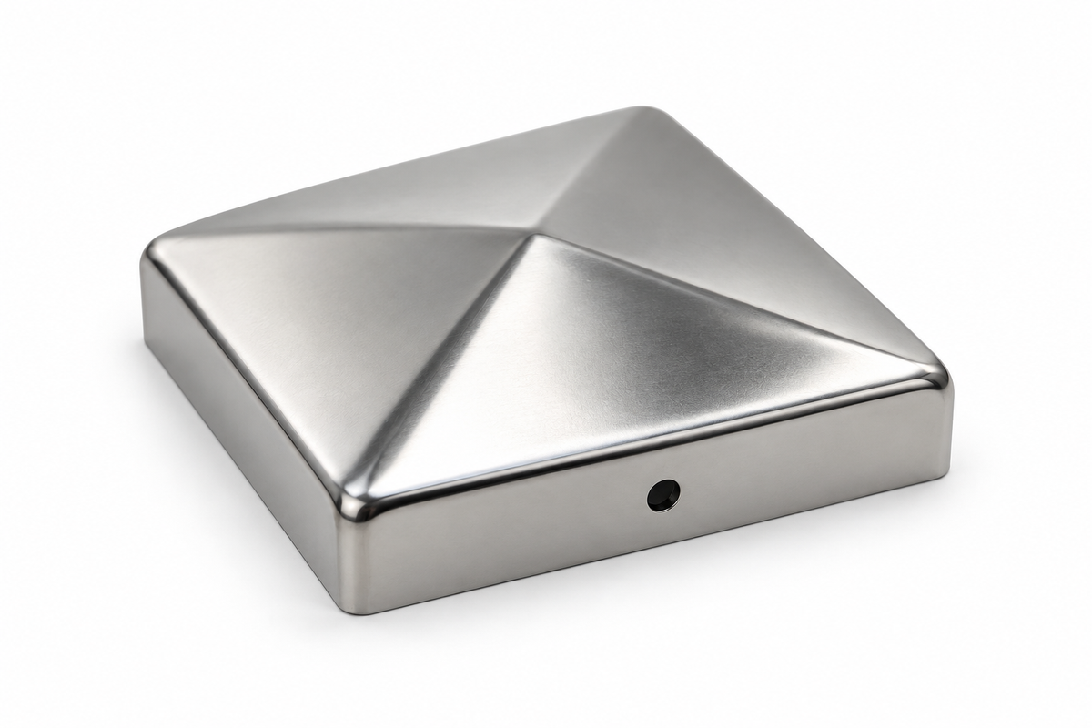 Pfostenkappe Pyramide 91 mm Edelstahl – Inklusive 2 Edelstahlschrauben