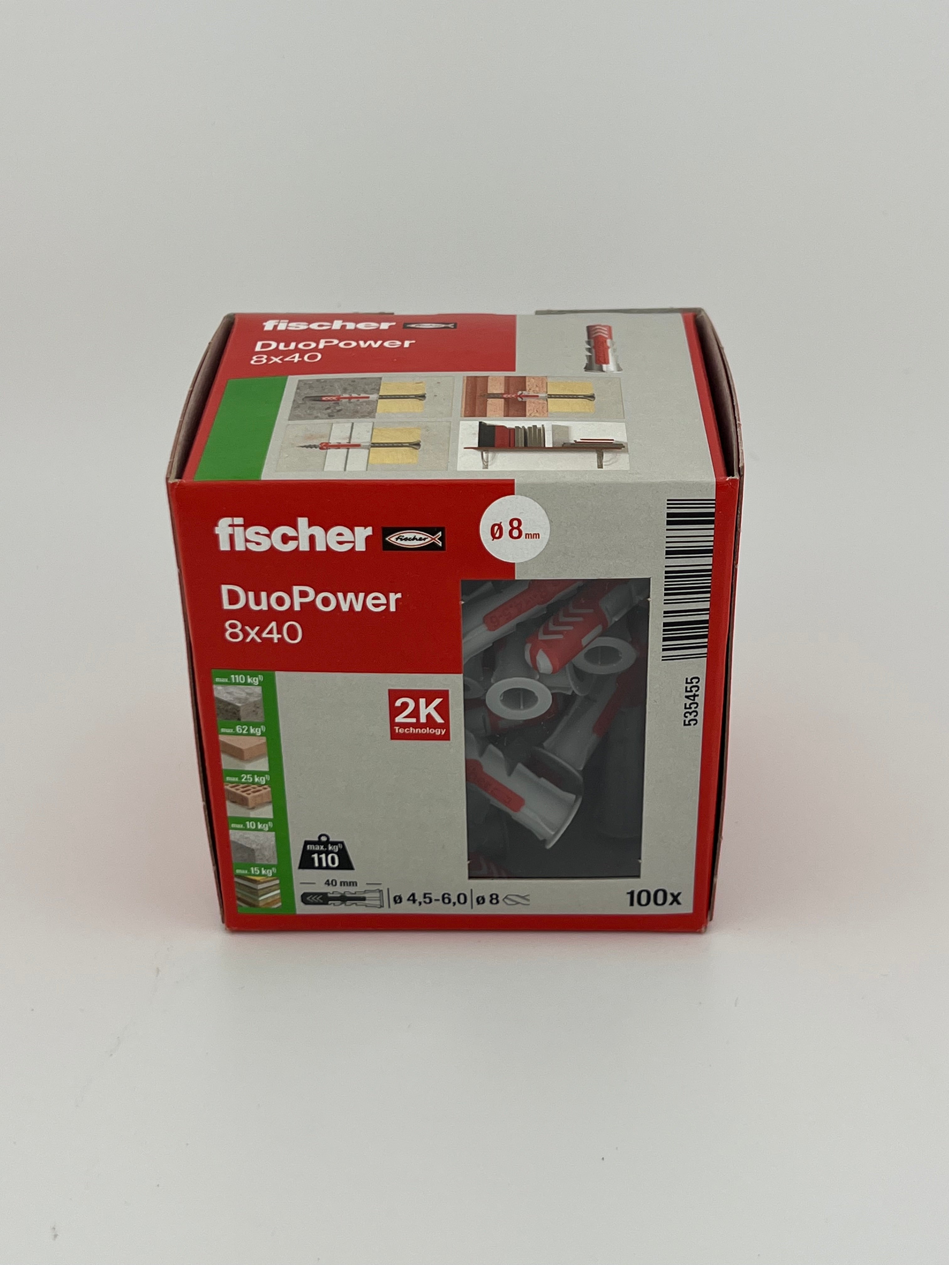 Fischer Duopower Dübel, 8x40mm, Pack á 100 Stück
