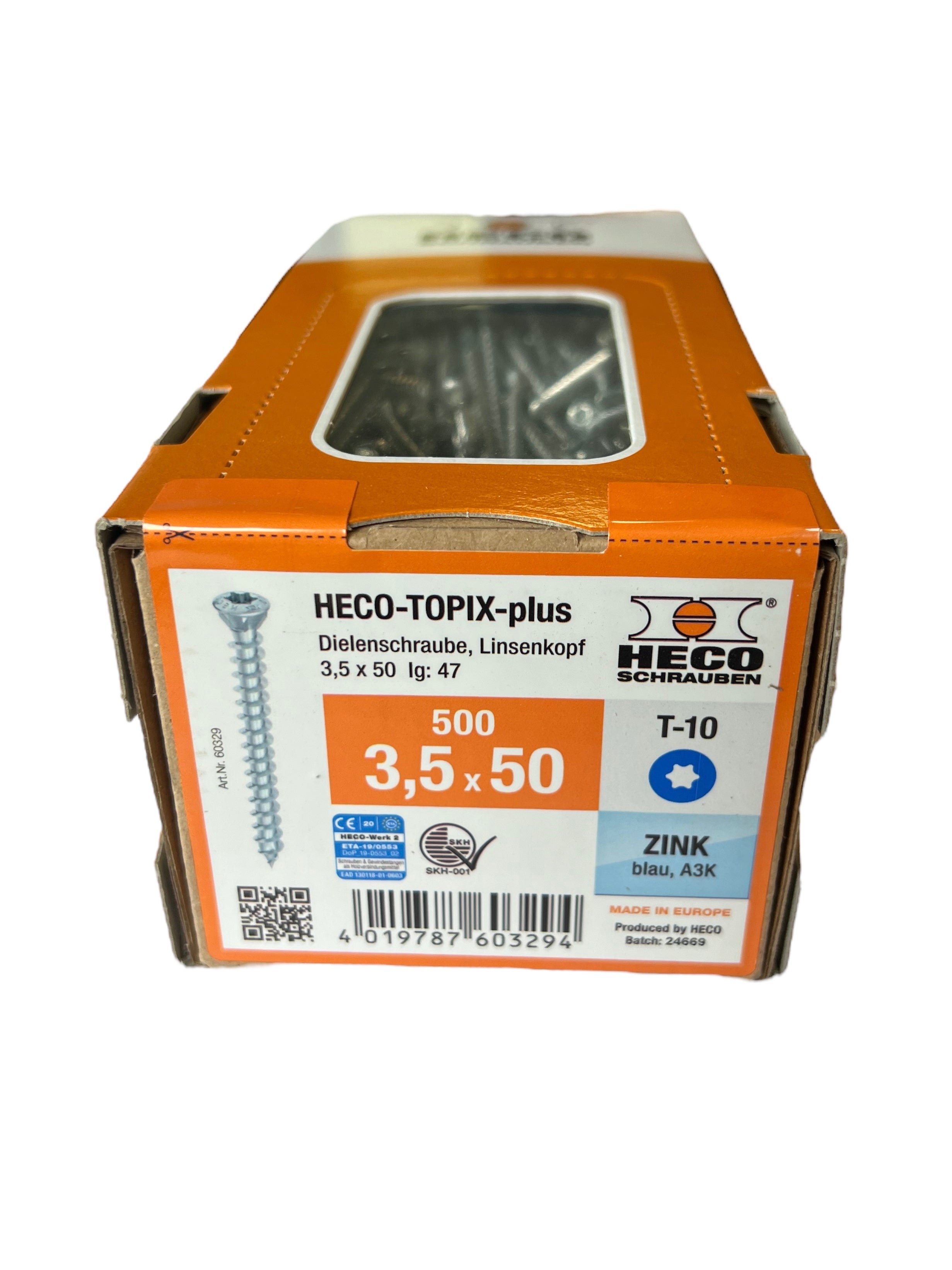 Heco Topix verzinkte Dielenschraube 3,5x50, Inhalt 500 Stück