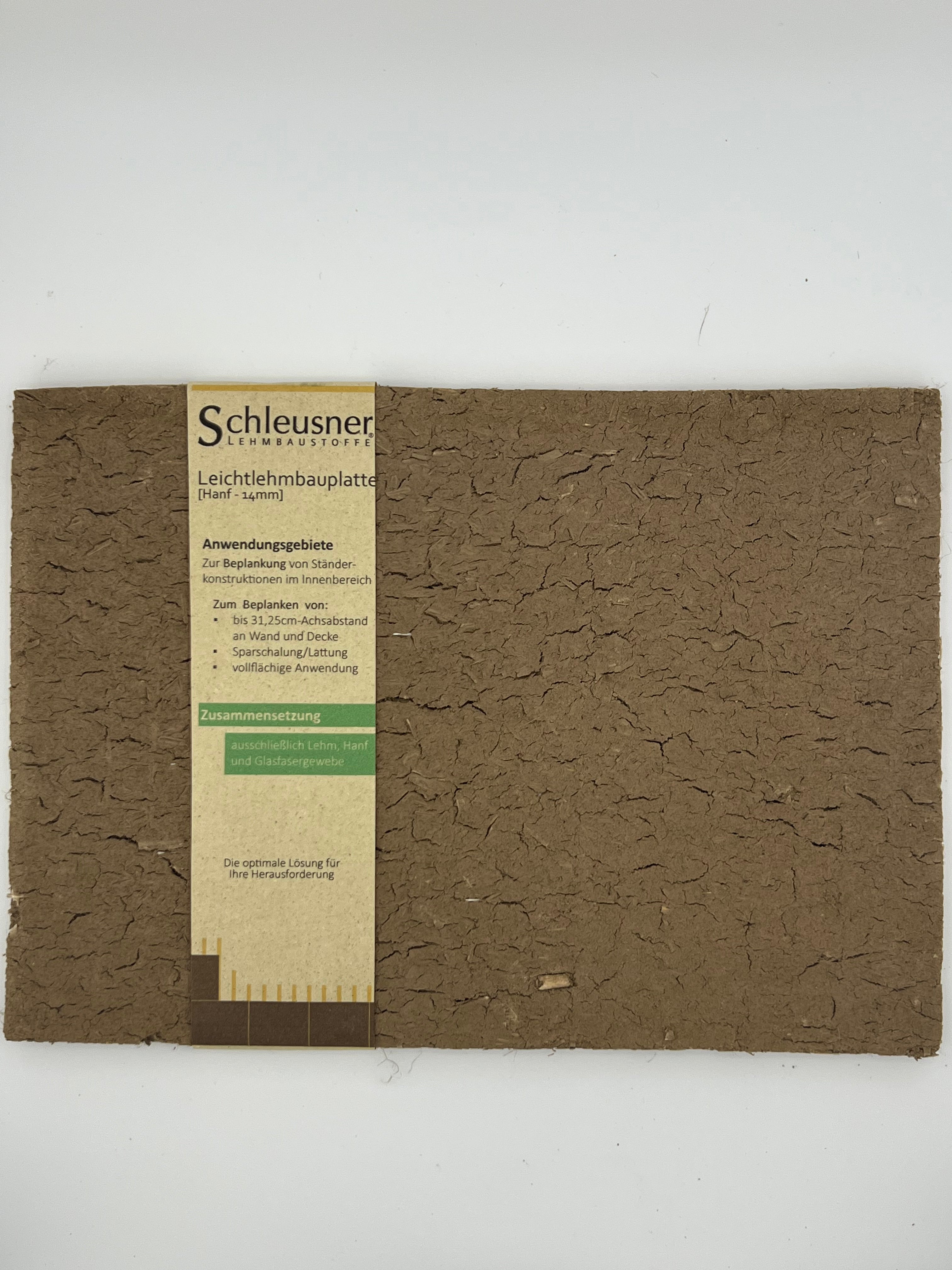 Schleusner Lehmbauplatte, 14mm, Naturfaserarmiert, Muster