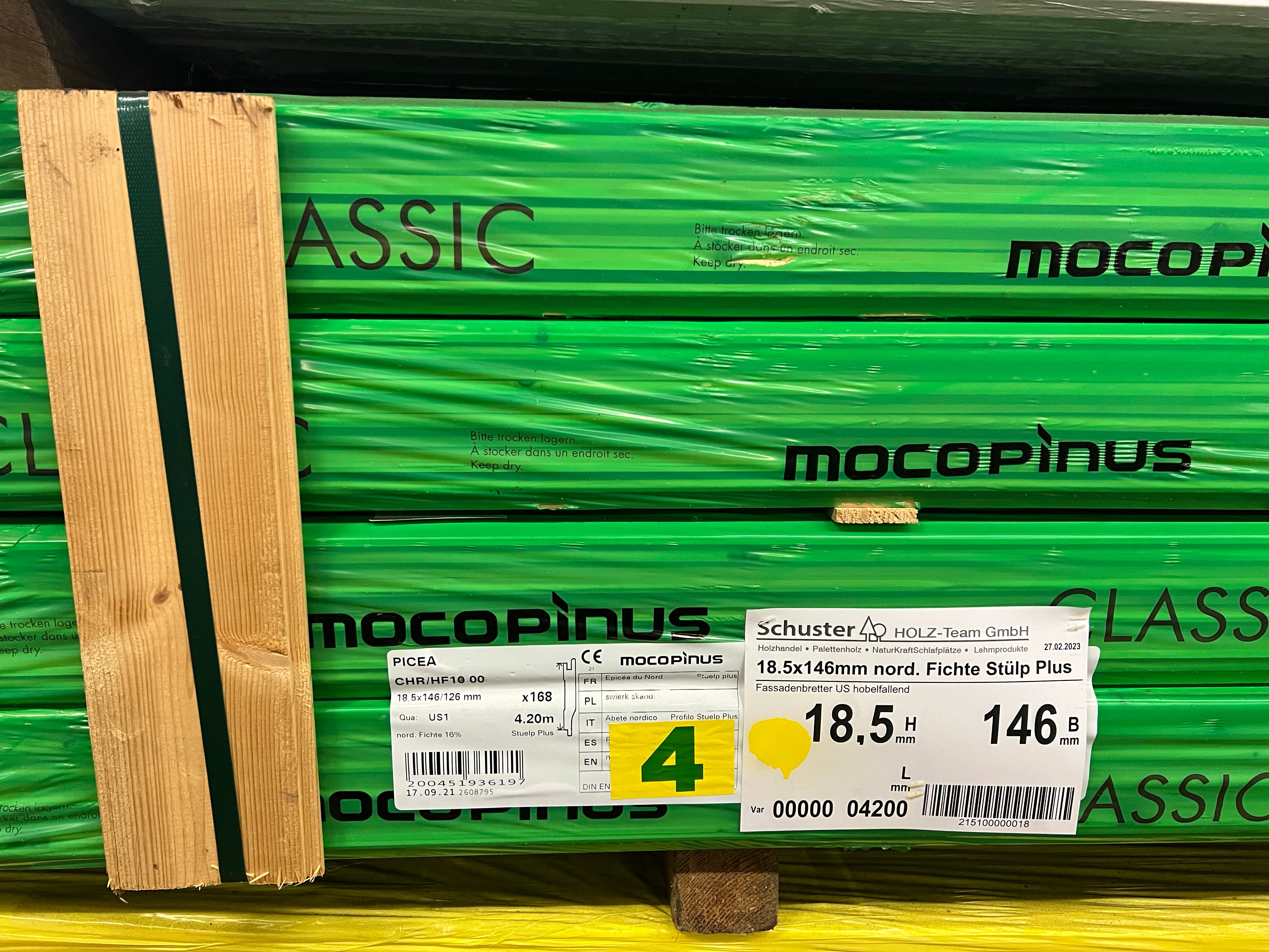 Fassadenbrett Stülp Plus 18,5x146mm aus nord. Fichte