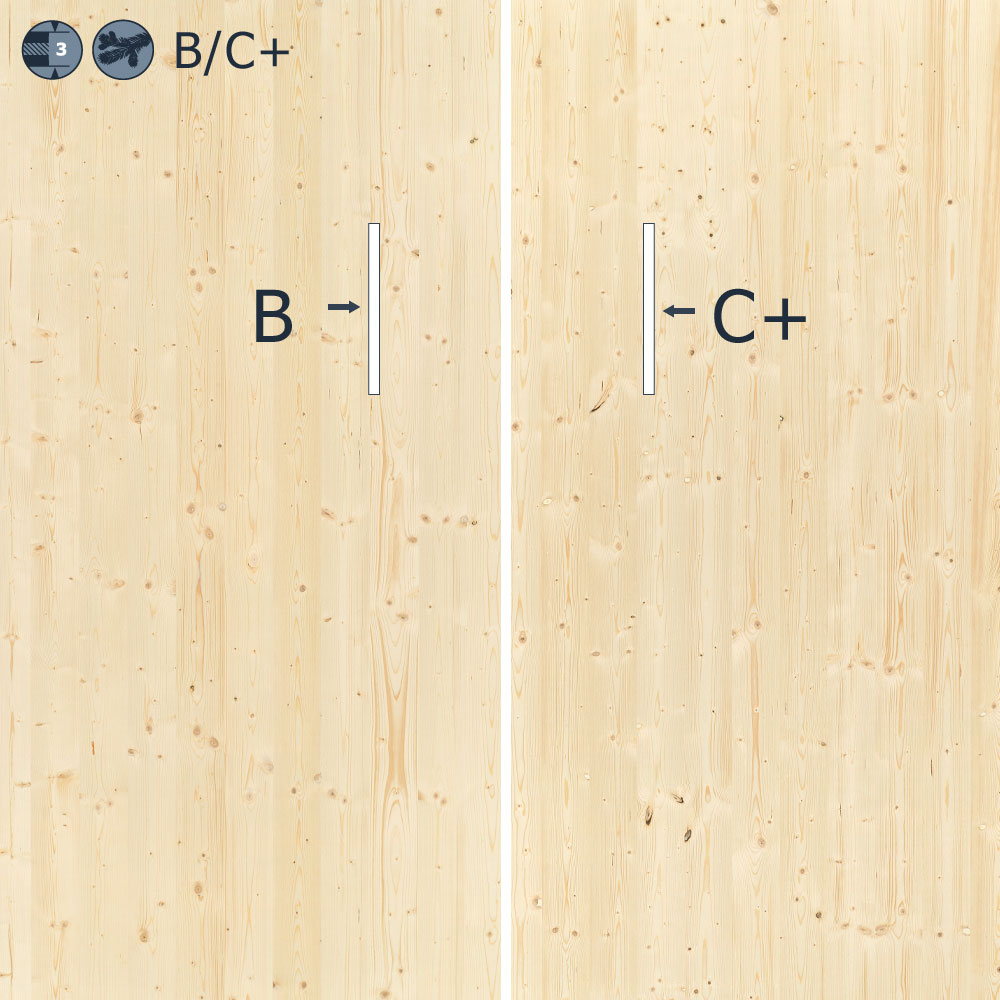 Fichte 3-Schichtplatte B/C Nut und Feder 625x2500 mm